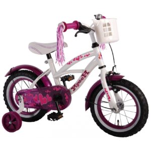 TPFSports Heart Cruiser Kinderfahrrad - Mädchen - 12 Zoll - Rücktritt + Handbremse - Weiß Lila