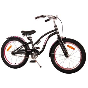 TPFSports Miracle Cruiser Kinderfahrrad - Mädchen - 18 Zoll - Rücktritt + Handbremse - Mattschwarz