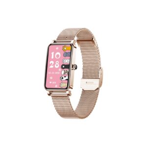 TPFNet Damen Smart Watch / Fitness Tracker IP68 - Milanaise Armband - Android & IOS - Rose Gold