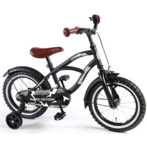 TPFSports Black Cruiser Kinderfahrrad - Jungen - 14 Zoll - Rücktritt + Handbremse - Schwarz