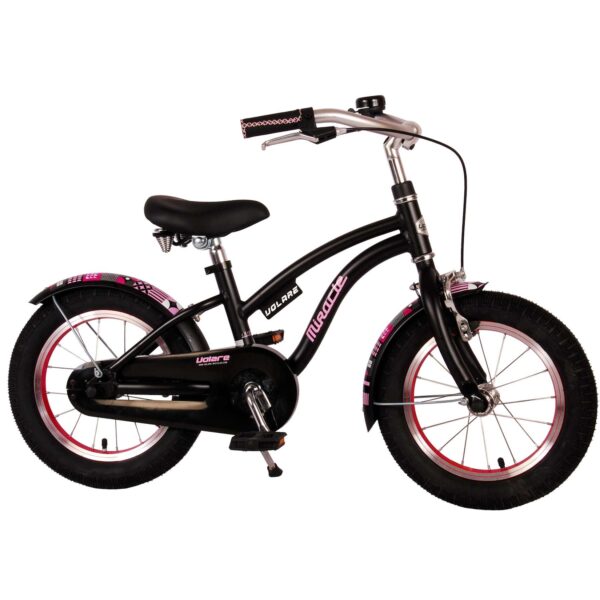 TPFSports Miracle Cruiser Kinderfahrrad - Mädchen - 14 Zoll - Rücktritt + Handbremse - Mattschwarz