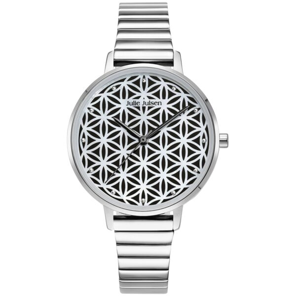 Julie Julsen Damenuhr Edelstahl silberfarben Flower of Life silver pearl