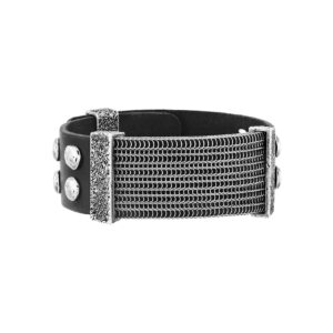 Seven-24 Armband Edelstahl mit schwarzem Leder