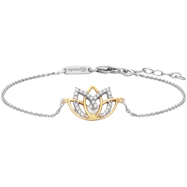 Julie Julsen Armband 925/- Sterling Silber rhodiniert teils vergoldet Lotusblüte Zirkonia