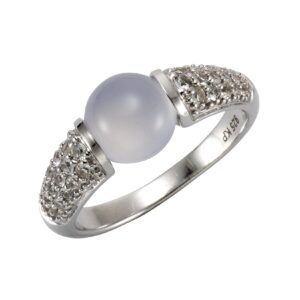 Jamelli Ring 925 Silber rhod. Chalcedon und Weißtopas