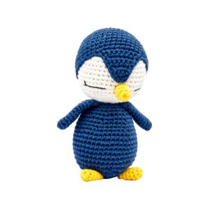 Handgestrickter Pinguin gehäkelt aus Baumwolle Spielzeug 16 cm