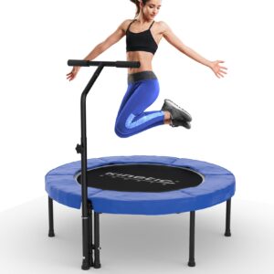 KINETIC SPORTS Fitness Trampolin Indoor Ø 102 cm   Testbild Top Marke Garten   extra leise und gelenkschonend   inkl. Gummiseilfederung   4-fach höhenverstellbarer Haltegriff   Max. belastbar 120 kg     Ø 100 cm