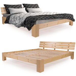 SANZARO Holzbett 180 x 200 cm - Massivholz Bett Kiefer Doppelbett Balkenbett Bettgestell Bettrahmen Lattenrost