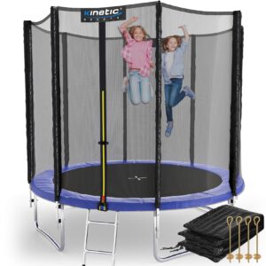 KINETIC SPORTS Outdoor Trampolin Ø 183/244/305 cm – Kindertrampolin Komplett-Set inkl. Regenplane