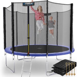 KINETIC SPORTS Outdoor Trampolin Ø 183/244/305 cm – Kindertrampolin Komplett-Set inkl. Regenplane