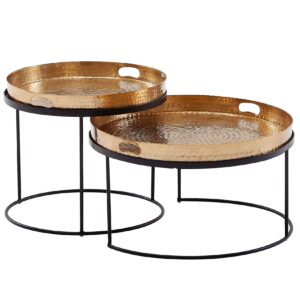 KADIMA DESIGN Modernes Hammerschlag-Couchtisch Set in Gold/Schwarz