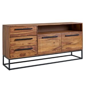 KADIMA DESIGN Sheesham Sideboard mit Weinregal