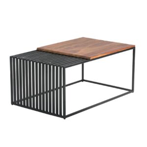 KADIMA DESIGN Massivholz Couchtisch im Industrial-Stil