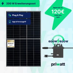 priwatt Balkonkraftwerk 410Wp/200W - WiFi - Erweiterungsset