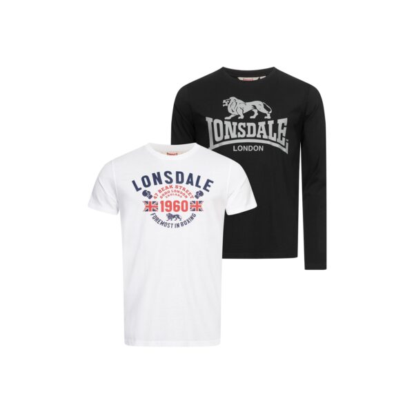 Lonsdale Herren T-Shirt und Langarmshirt normale Passform Doppelpack FINTONA