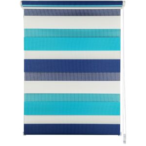 Ondeco Doppelrollo Just Triple Klemmfix  Seitenzugrollo Blickdicht Klemmfix Farbe: Aqua-Navy