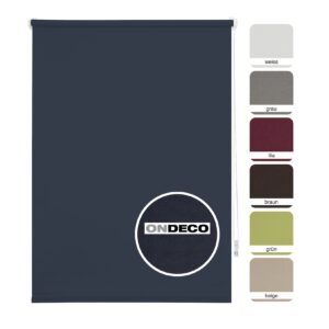 Ondeco Tageslichtrollo Win ohne Bohren Klemmfix lichtdurchlässig und Blickdicht Farbe: Dark-Blue