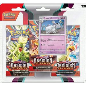 Pokemon Karmesin & Purpur Obsidianflammen Blister 3-er Pack Friedwuff