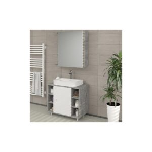 VICCO Badspiegel FYNN 62 x 64 cm Grau Beton - Spiegel Spiegelschrank Wandspiegel