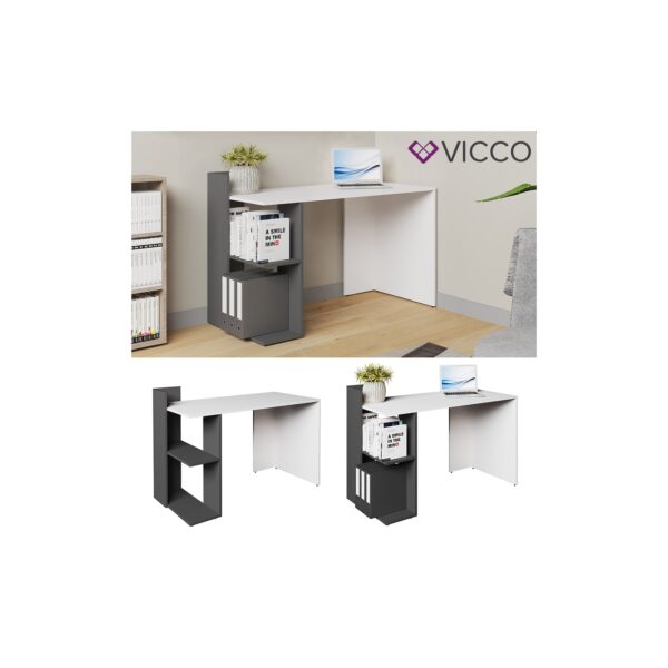 Vicco Schreibtisch Theo Schreibtisch Arbeitstisch Regal PC Tisch Weiß Anthrazit