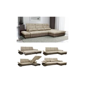 VitaliSpa Ecksofa HAMPTON Schlaffunktion Couch Schlafsofa Bett Bettkasten Taschenfederkern Sofa XXL