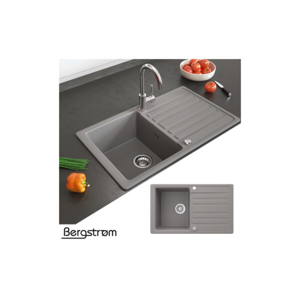 Bergström Granit Spüle Küchenspüle Einbauspüle Spülbecken 765x460mm Beton