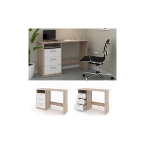 VICCO Schreibtisch MEIKO Weiß Sonoma Eiche Arbeitstisch Bürotisch Regal PC Tisch