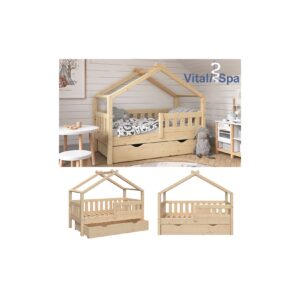 VitaliSpa Design Kinderbett 140x70 Babybett Jugendbett mit Schublade Lattenrost