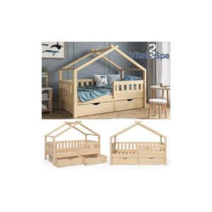 VitaliSpa Design Kinderbett 160x80 Babybett Jugendbett 2 Schubladen Lattenrost