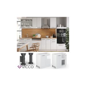 VICCO Unterschrank 80 cm Weiß Küchenzeile Unterschrank Fame