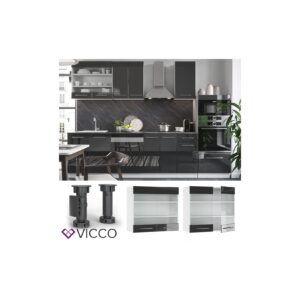 VICCO Hängeglasschrank 80 cm Anthrazit Küchenzeile Unterschrank Fame