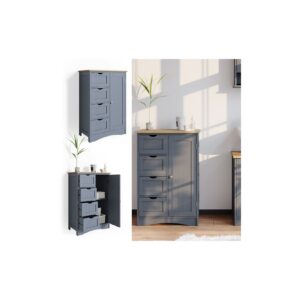 Vicco Badschrank Bianco Grau Badregal mit 4 Schubladen 81x55x30cm Badmöbel grau Sideboard Badezimmerschrank im Landhausstil