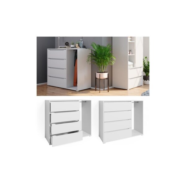 Vicco Kommode Schubladenkommode Highboard Ruben mit Kleiderstange 4 Schubladen