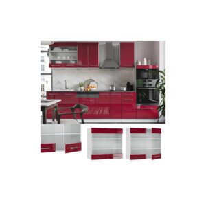 VICCO Hängeglasschrank 80 cm Bordeaux Hochglanz Küchenschrank Hängeschrank Küchenzeile Fame-Line