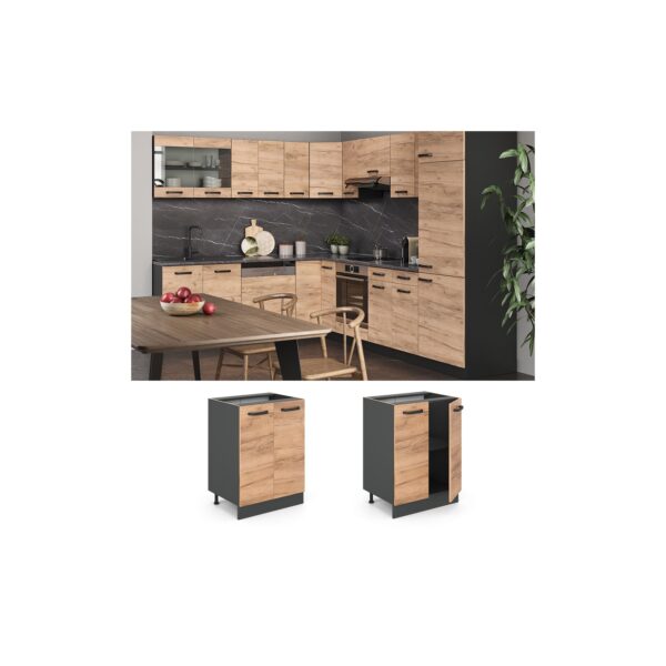 VICCO Küchenschrank Unterschrank60 cm R-Line Anthrazit