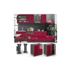 VICCO Spülenunterschrank 80 cm Bordeaux Hochglanz Küchenschrank Hängeschrank Küchenzeile Fame-Line