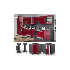 VICCO Eckunterschrank 87 cm Bordeaux Hochglanz Küchenschrank Hängeschrank Küchenzeile Fame-Line