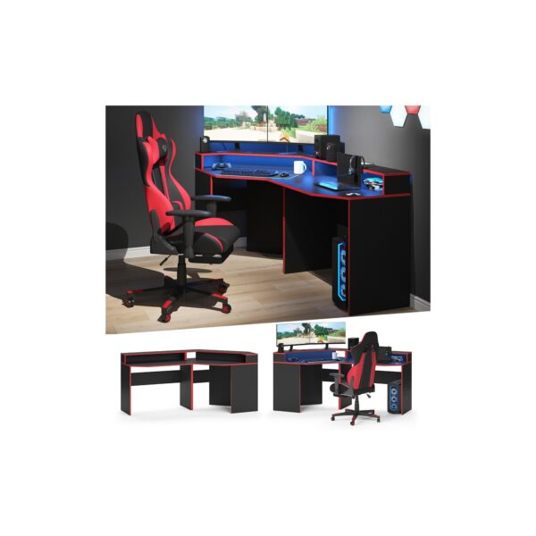 Vicco Gaming Desk Eckschreibtisch Kron Schreibtisch Gamer PC Tisch Computertisch