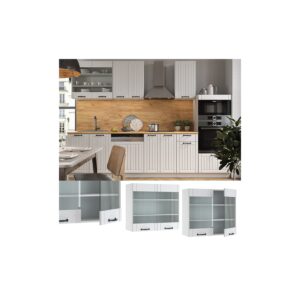 Vicco Hängeglasschrank 80 cm FAME Line Küchenschrank Küchenzeile Landhaus Weiß