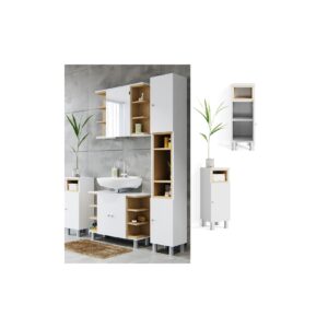 VICCO Badschrank AQUIS weiß Eiche Midischrank Bad Schrank Badregal Badezimmer