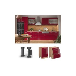 Vicco Schubladenunterschrank Küchenschrank Küchenzeile R-Line 60 cm Eiche Bordeaux Schublade