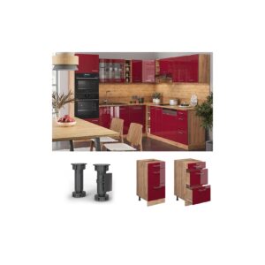 Vicco Schubladenunterschrank Küchenschrank Küchenzeile R-Line 40 cm Eiche Bordeaux Schublade