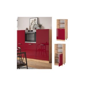 Vicco Backofenumbauschrank Küchenschrank Küchenzeile R-Line 60 cm Eiche Bordeaux kleine Tür