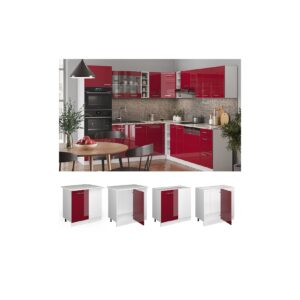 Vicco Eckunterschrank Küchenschrank Küchenzeile R-Line 86 cm Weiß Bordeaux Tür Hochglanz