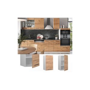 Vicco Hängeschrank Küchenschrank Küchenmöbel Fame-Line Weiß Eiche modern 40 cm Küche Einbauküche Hängeschrank Drehtür Einlegeboden Küchenzeile