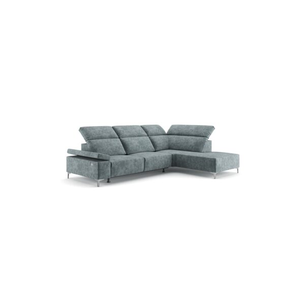 VitaliSpa Ecksofa Loungesofa Boxspringsofa James Grau Relaxfunktion 301x86 cm modern Wohnzimmer Sofa Wohnzimmercouch Loungeecke Polstereckcouch Taschenfederkern USB-Anschluss Fußteil ausfahrbar