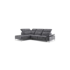 VitaliSpa Ecksofa Loungesofa Boxspringsofa James Anthrazit Relaxfunktion 218x86 cm modern Wohnzimmer Sofa Wohnzimmercouch Loungeecke Polstereckcouch Taschenfederkern USB-Anschluss Fußteil ausfahrbar