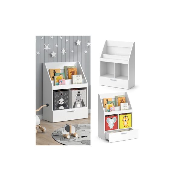 Vicco Kinderregal Bücherregal Wandregal Luigi Weiß 72x96 cm modern Kinderzimmer Regal Spielzeugregal Dekoregal Standregal Aufbewahrungsregal Würfelregal Schublade Ablage Fach freistehend