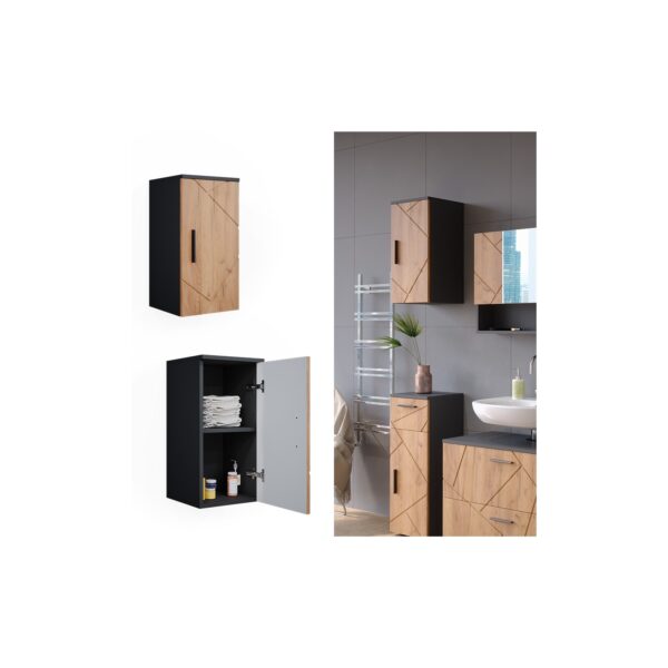 Vicco Hängeschrank Badschrank Badezimmermöbel Irma Anthrazit Eiche modern 30x59 cm Badezimmer Schrank Badmöbel Schranktür Schrankfach Einlegeboden Ablagefach Aufbewahrung