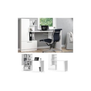 Vicco Arbeitstisch Schreibtisch Bürotisch Tomy Weiß 150x120 modern Computertisch PC-Tisch Arbeitszimmer Homeoffice Büromöbel Computermöbel Schrankschublade Schranktür Regalanbau